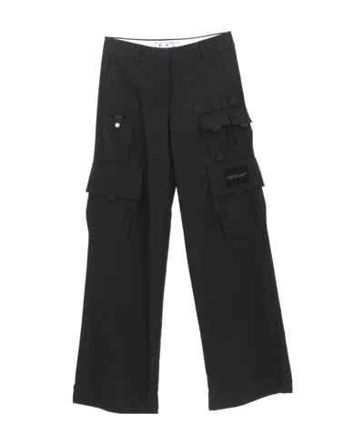 OFF-WHITE OFF-WHITE LOGO DETAILED WIDE LEG TROUSERS