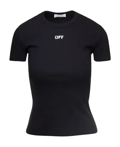 Off-white Off White Slim Fit Ribbed T Shirt For In Black