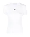 Off-white Cropped Ribbed Cotton T-shirt With Wide Sleeves In White