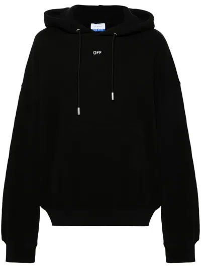 Off-white Logo-print Drawstring Hoodie In Black White