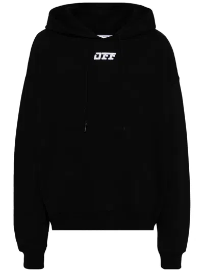 Off-white Logo-print Cotton Hoodie In Black