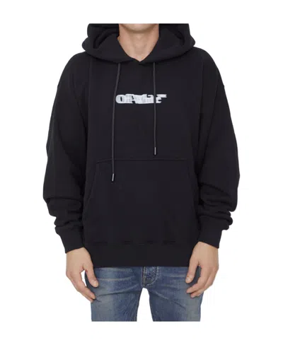 Off-white Logo-print Cotton Hoodie In Black