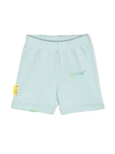 Off-white Babies' Logo-print Cotton Shorts In Blue