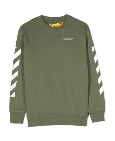 Off-white Logo-print Cotton Sweatshirt In Green