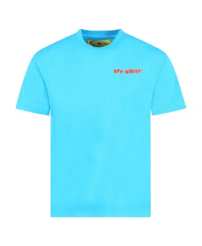 Off-white Logo-print Cotton T-shirt In Blue