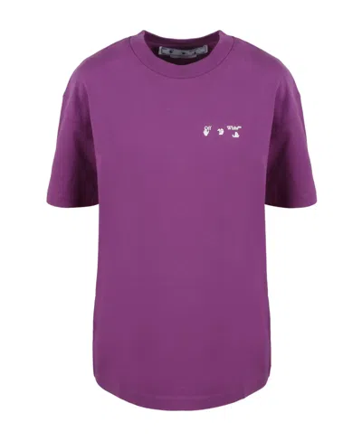 Off-white Logo-print Cotton T-shirt In Purple