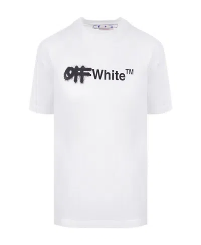 Off-white Logo-print Cotton T-shirt In White