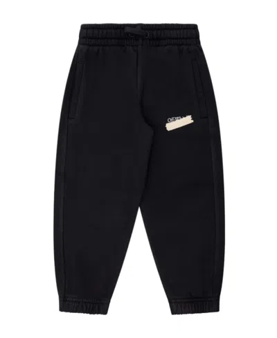 Off-white Logo-print Cotton Track Pants In Black