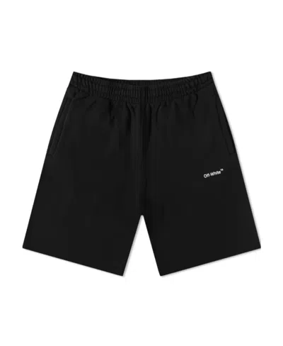 Off-white Logo-print Cotton Track Shorts In Black
