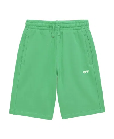 Off-white Logo-print Cotton Track Shorts In Green