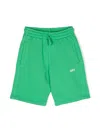 Off-white Logo-print Cotton Track Shorts In Green