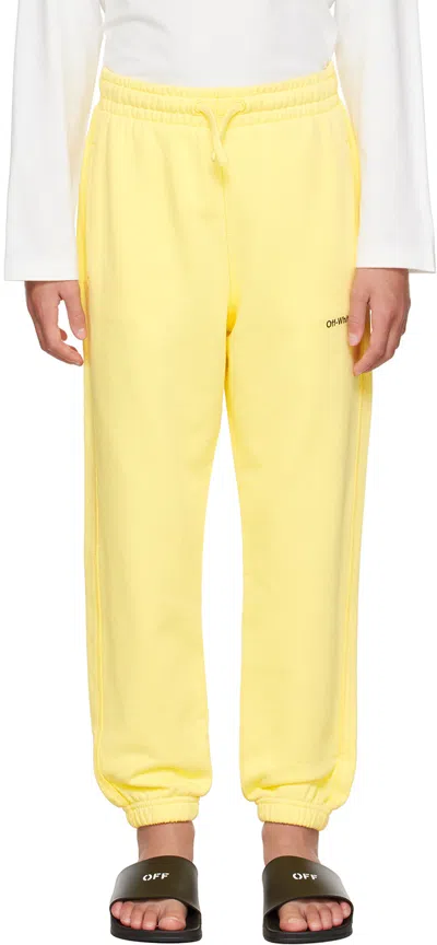 Off-white Kids Yellow Rubber Arrow Sweatpants In Yellow Black
