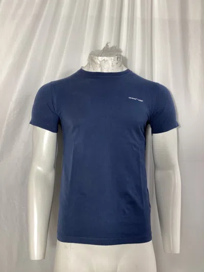 Off-white Logo Print Crewneck T-shirt In Navy Blue Cotton