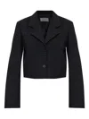 Off-white Logo-print Cropped Blazer In Black