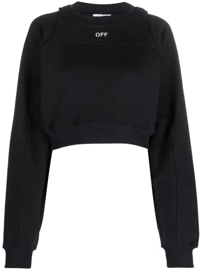OFF-WHITE OFF-WHITE LOGO-PRINT CROPPED COTTON SWEATSHIRT