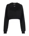 Off-white Cotton Sweatshirt With Frontal Logo In Black