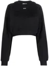 OFF-WHITE LOGO-PRINT CROPPED COTTON SWEATSHIRT