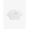 OFF-WHITE PINK LOGO-PRINT CROPPED COTTON T-SHIRT 4-12+ Y