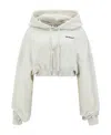 Off-white Logo-print Cropped Hoodie In White