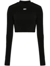 Off-white Laced Up Turtleneck Top In Black