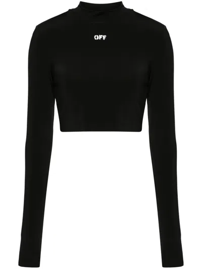 OFF-WHITE LOGO-PRINT CROPPED T-SHIRT
