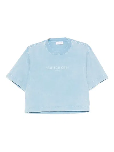 Off-white Logo-print Cropped T-shirt In Blue