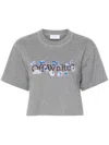 Off-white Logo-print Cropped T-shirt In Grey