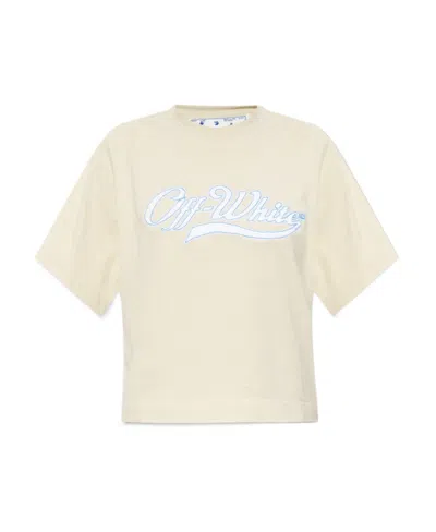 Off-white Logo-print Cropped T-shirt In White