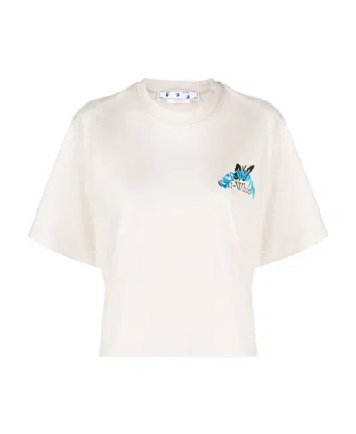 Off-white Logo-print Cropped T-shirt In Multicolor