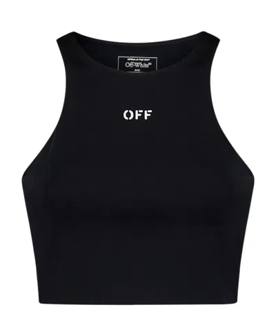 OFF-WHITE LOGO-PRINT CROPPED TANK TOP