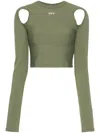 Off-white Logo-print Cropped Top In Green