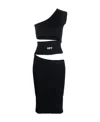 Off-white Logo-print Cut-out Midi Dress In Black