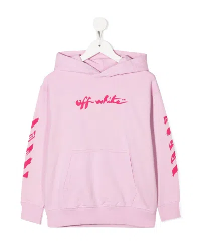 Off-white Logo-print Detail Hoodie In Pink