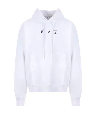 Off-white Logo-print Drawstring Hoodie In White
