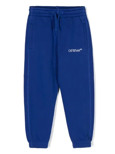Off-white Kids' Logo-print Drawstring Track Pants In Blue