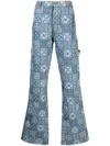 Off-white All-over Print Flared Carpenter Jeans In Blue