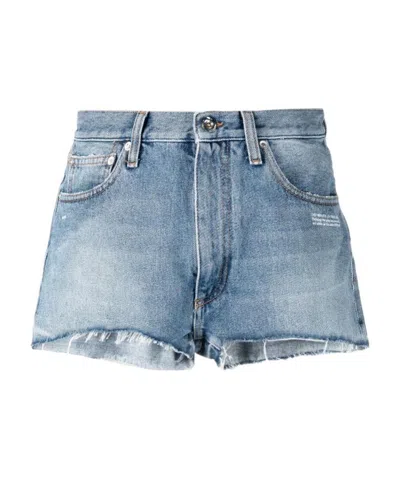OFF-WHITE OFF-WHITE FRAYED-HEM DENIM SHORTS