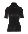 Off-white Off Stamp Second Skin Short Sleeve Turtle Neck Top In Black