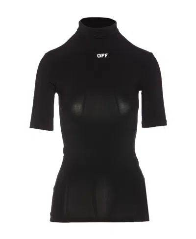 OFF-WHITE OFF-WHITE LOGO PRINTED TURTLENECK TOP