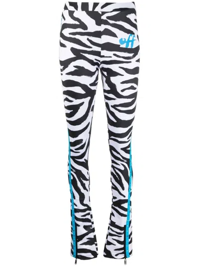 Off-white Logo-print High-waisted Trousers In White