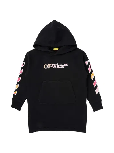 Off-white Kids Logo-print Hooded Dress In Black