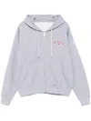 Off-white Logo Printed Zip-up Hoodie In 灰色
