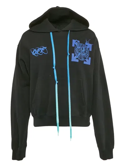 Pre-owned Off-white Logo-print Hoodie In Black
