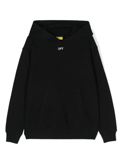 Off-white Kids' Logo-print Hoodie In 黑色