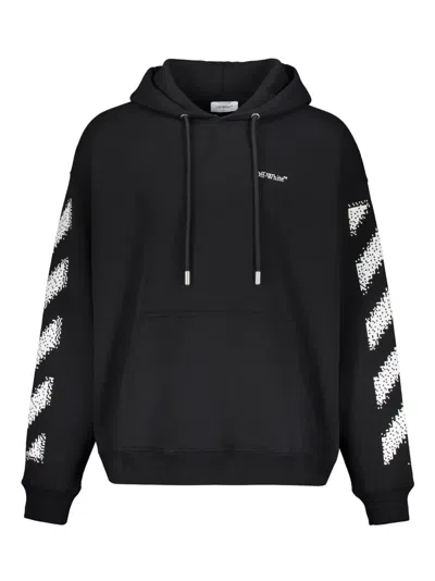 Off-white Brand-embroidery Kangaroo-pocket Relaxed-fit Cotton-jersey Hoody In Schwarz