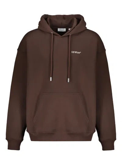 Off-white Hooded Sweatshirt In Brown, Comfort And Style