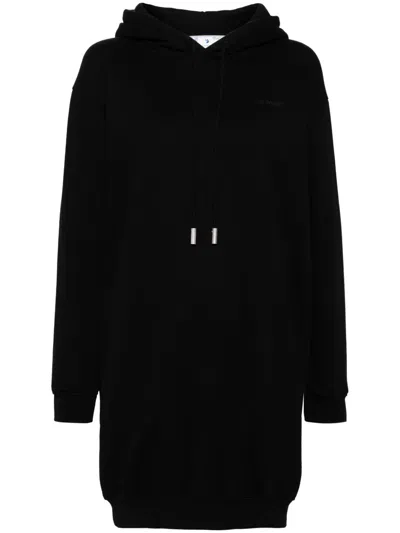 Off-white Logo-print Hoodie Dress In Black
