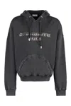 Off-white Printed Hoodie Sweatshirt With Eyelet Detail In Grey