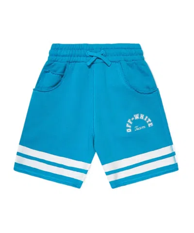 Off-white Logo-print Jersey Shorts In Blue