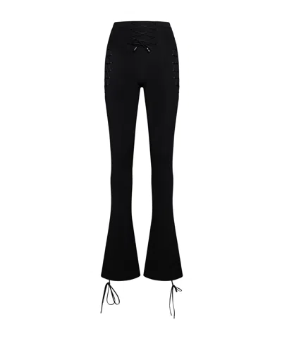 Off-white Logo-print Lace-up Leggings In Black